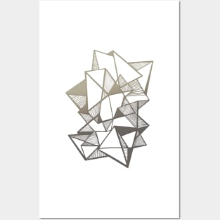 Geometric metallic triangles abstract Posters and Art